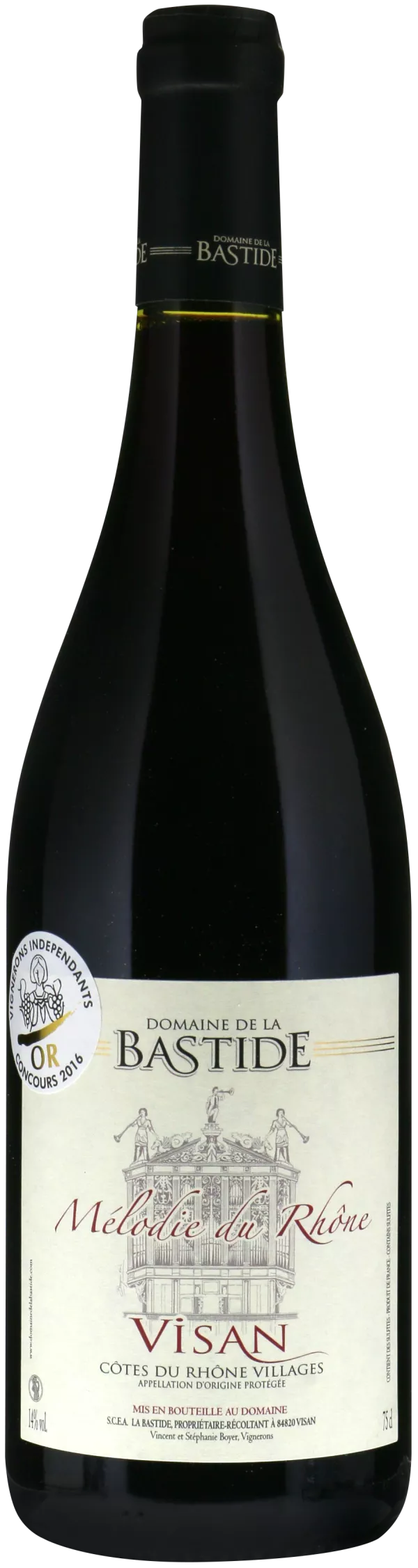 Vin Rouge Côtes du Rhône Villages Visan Mélodie du Rhône 14% 75cl - DOMAINE DE LA BASTIDE
