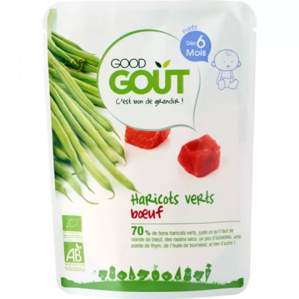 Plat bébé BIO haricots verts/ bœuf dès 6 mois 190g - GOOD GOUT