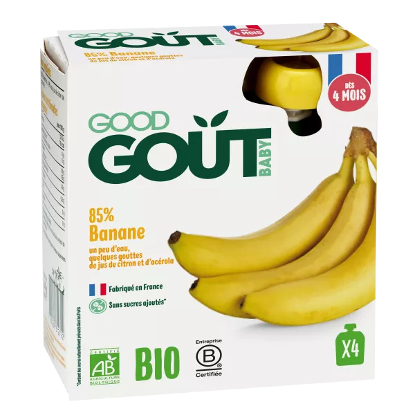 Bio-Bananen-Dessertflasche ab 4 Monaten, 4x85g, GOOD GOUT