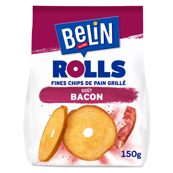 Galletas Aperitivo Finos Rollitos De Bacon Sabor Chips De Pan Tostado, 150g - BELIN