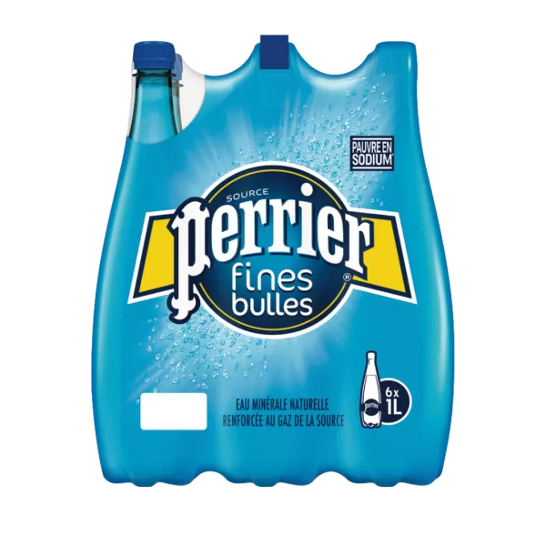 Agua mineral natural burbujas finas 1l mascota x 6 - PERRIER