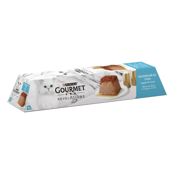 Gumzo la watu wazima mush katika tuna na tuna ya juu ya mchuzi wa mchuzi wa 4x57g - PURINA GOURMET