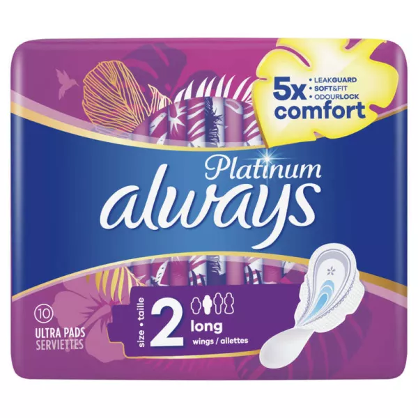 Damenbinden mit Flügeln lang, Größe 2, Platin - ALWAYS
