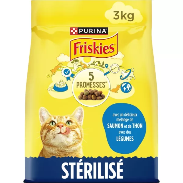 Geriliseerde kat brokken met zalm, tonijn en groenten 3kg - FRISKIES