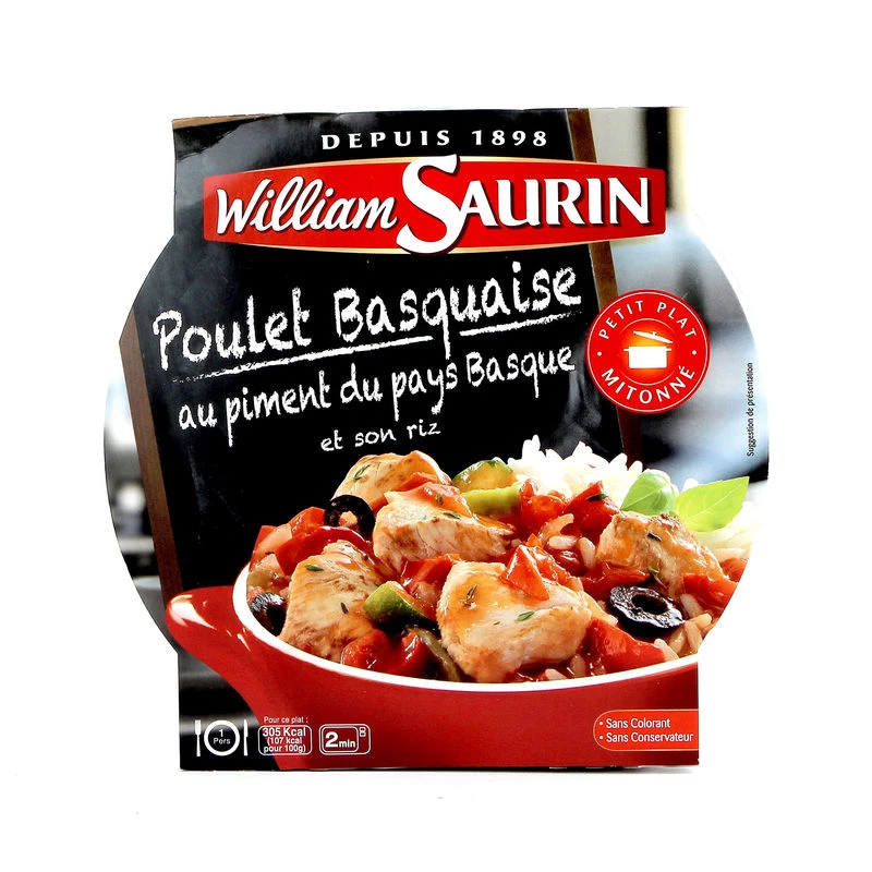 Poulet Basquaise et Riz, 285g - WILLIAM SAURIN