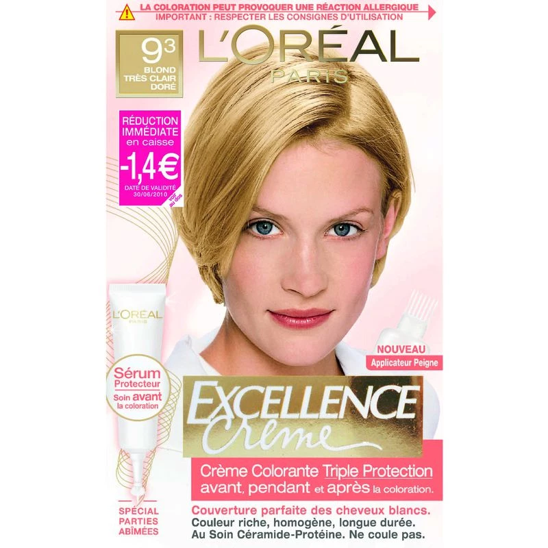 L'Oréal Paris Excellence Cream 9.3 Biondo molto chiaro dorato - Coloration Permanente