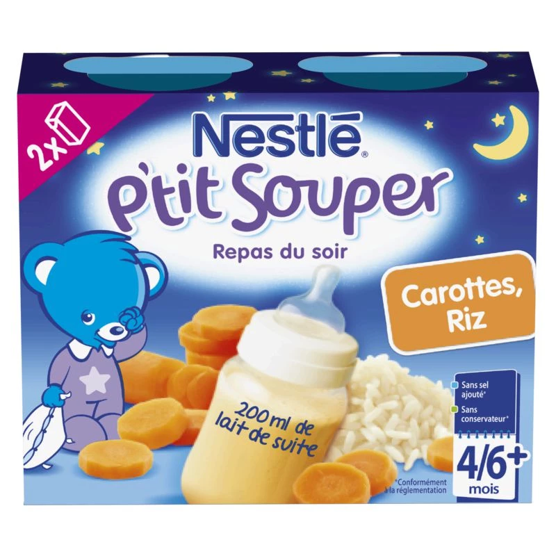 Baby carrot/rice supper 4/6+ months 2x250ml - NESTLE