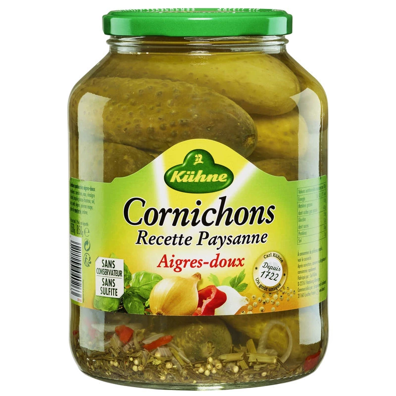 Cornichons Paysanne Aigres-Doux, 850g -  KÜHNE