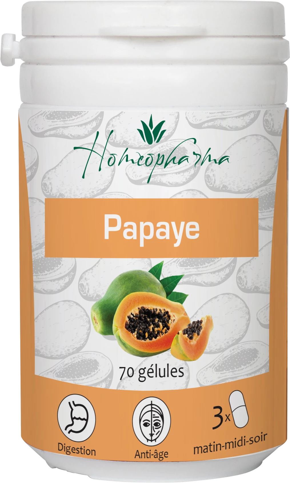 Confezione da 70 capsule di piante di papaia - HOMEOPHARMA