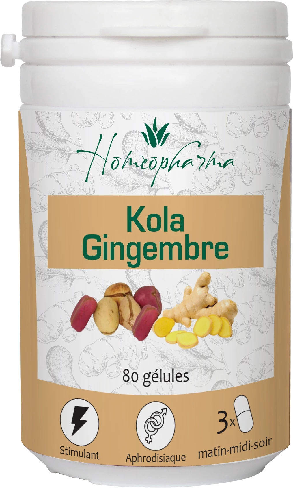 Gelules De Plantes Kola Gingembre   /bte De 80 - Homeopharma