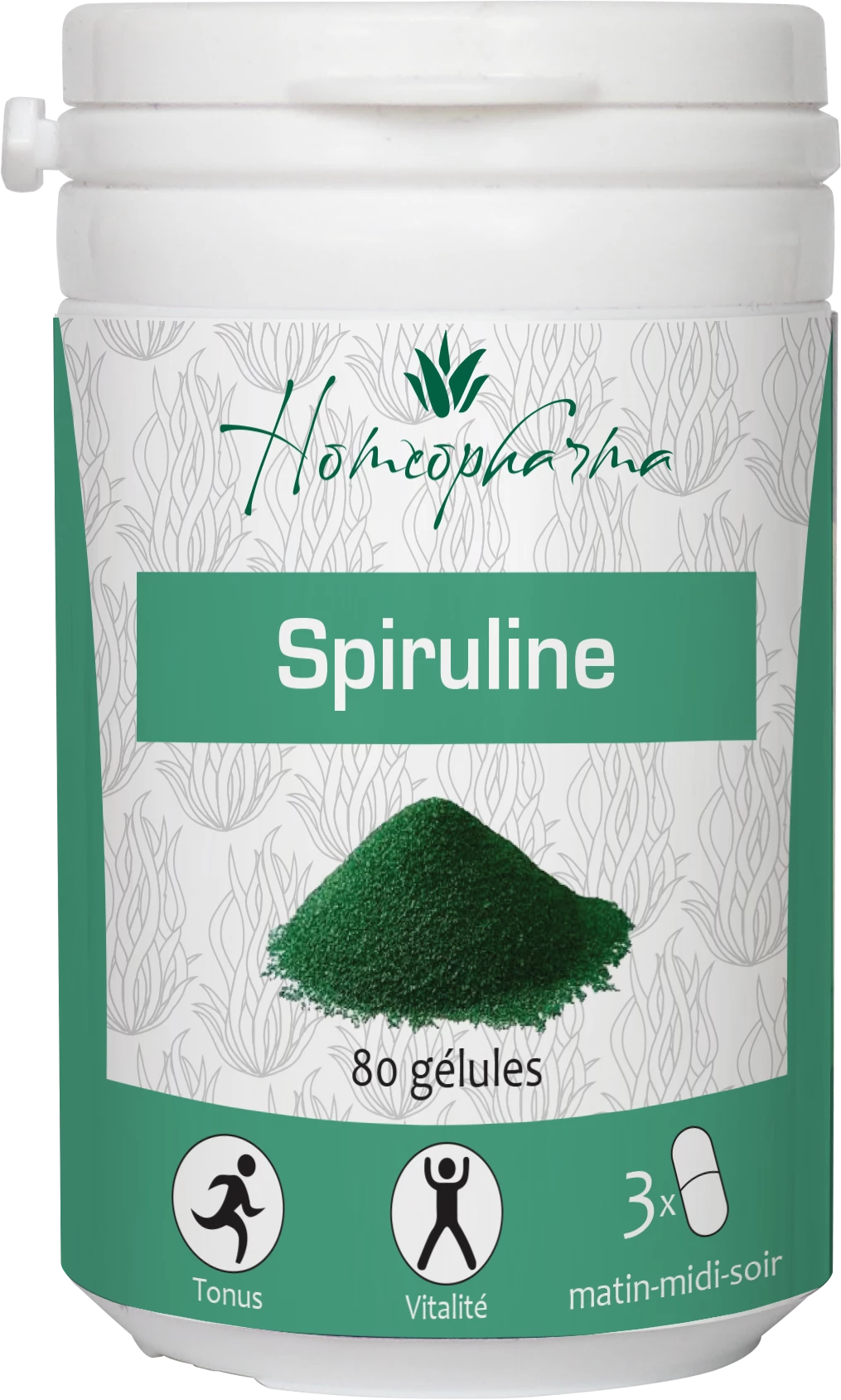 Spirulina Plant Capsules Box Of 80 - HOMEOPHARMA