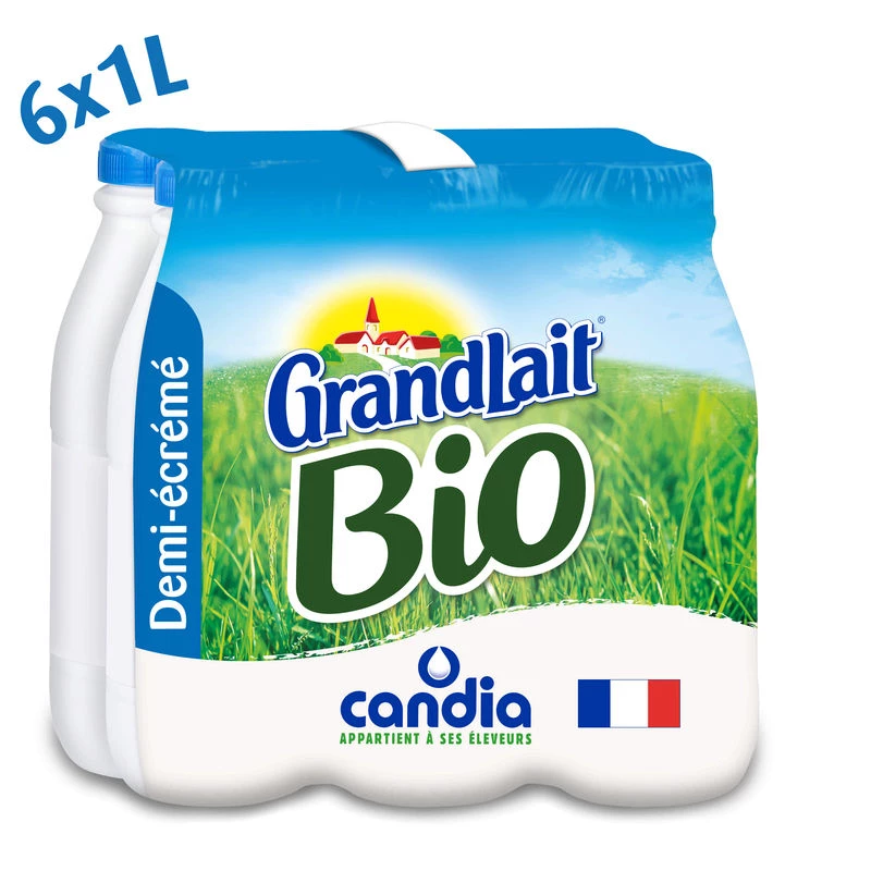 Lait demi-écrémé Bio 6x1L - CANDIA