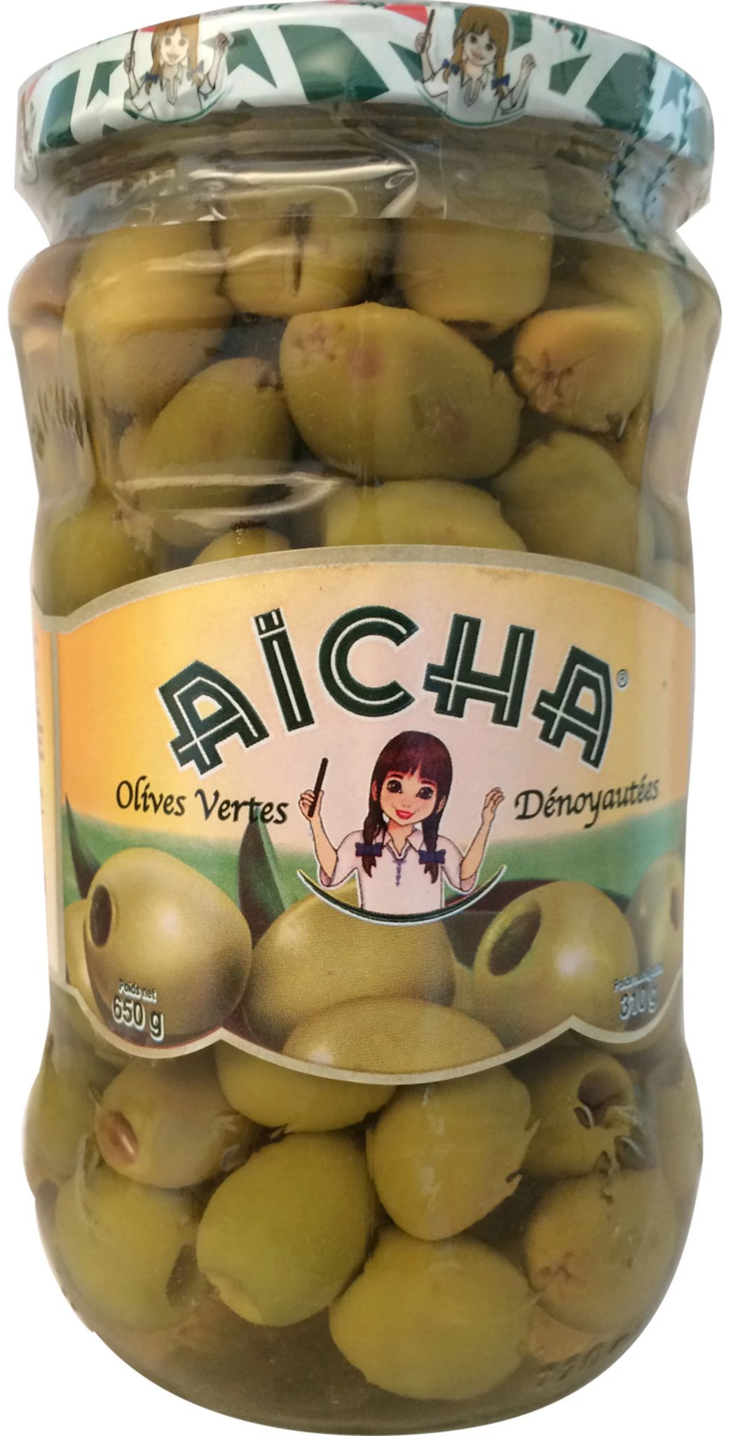 Olive verte dénoyautée 650g