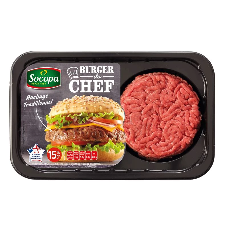 Steaks Hachés Burger 15%, 500g - SOCOPA
