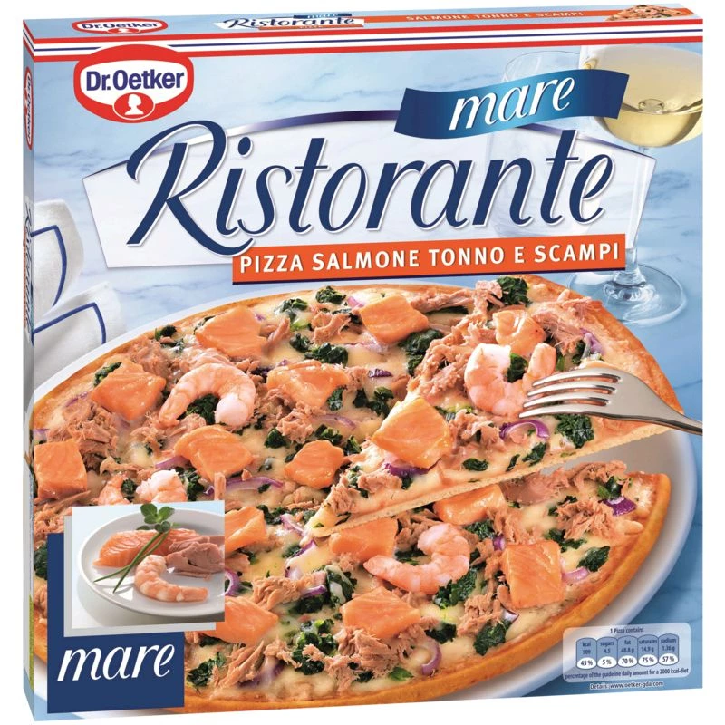 Pizza saumon, thon, crevettes 355g - RISTORANTE