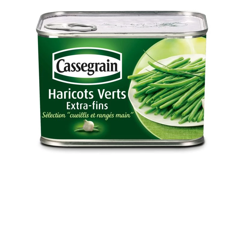 Haricots Verts Extra-Fins Cueillis main, 390g  -  CASSEGRAIN