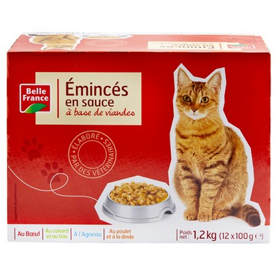 Emince Sauce Chat Viande Bf Pochon 12 X 100 G - BELLE FRANCE
