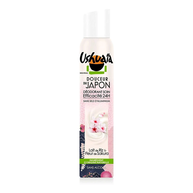 24-Stunden-Deodorant für Damen, Reismilch/Sakura-Blume, 200 ml – USHUAIA