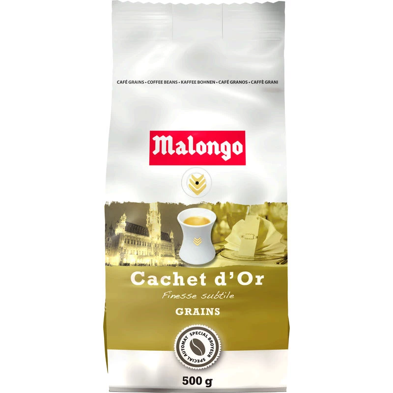 Органический кофе в зернах с золотой печатью 500г - MALONGO
