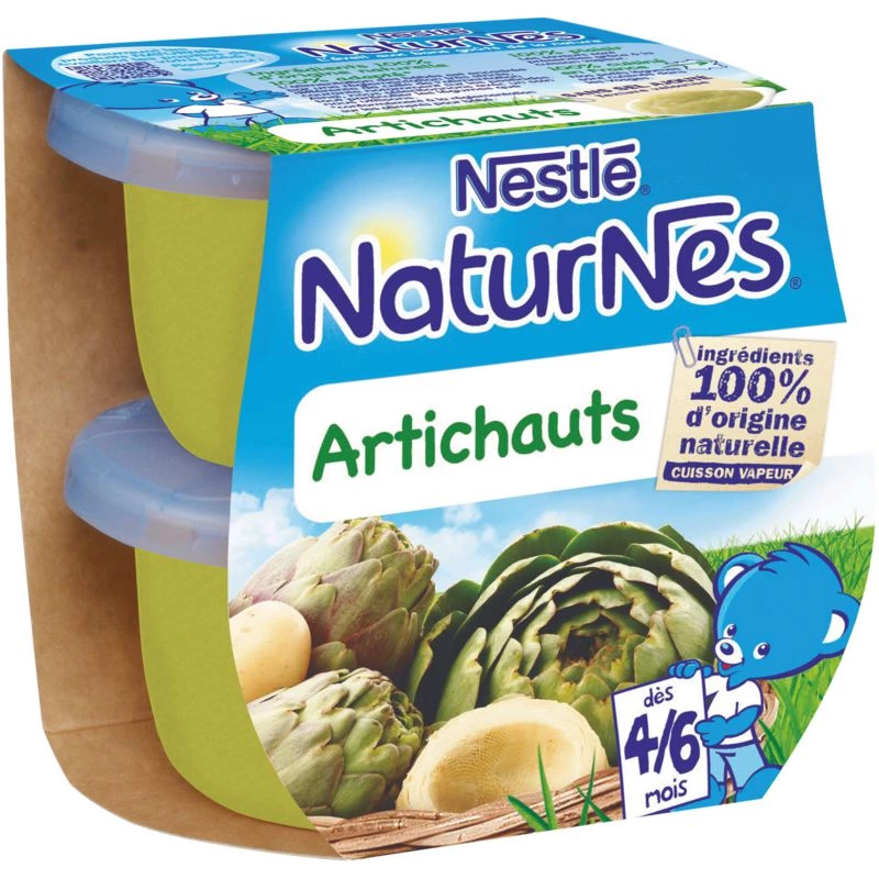 Naturnes Petit pot bébé dès 4/6 mois, artichauts 2x130g - NESTLE