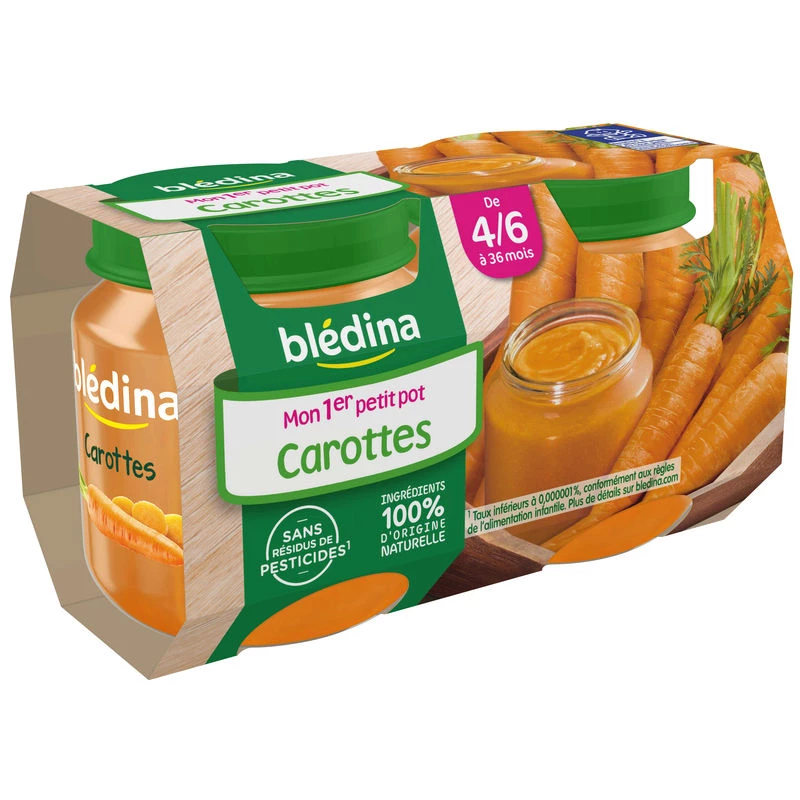 Petits pots carottes 4/6 mois  2x130g - BLEDINA