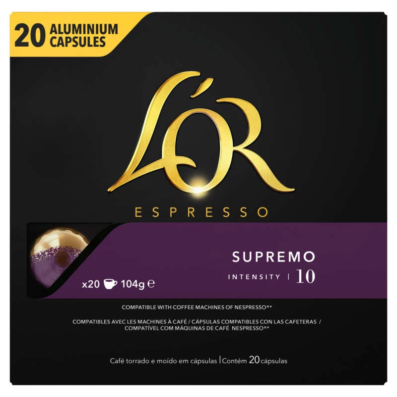 Café Capsules Aluminium Espresso Supremo x20 104g - L'OR