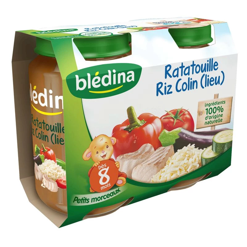 Pots ratatouille/riz/colin dès 8 mois 2x200g - BLEDINA