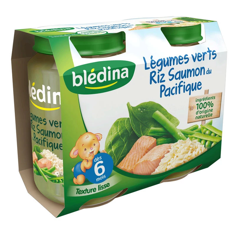Pots légumes verts/riz/saumon dès 6 mois 2x200g - BLEDINA