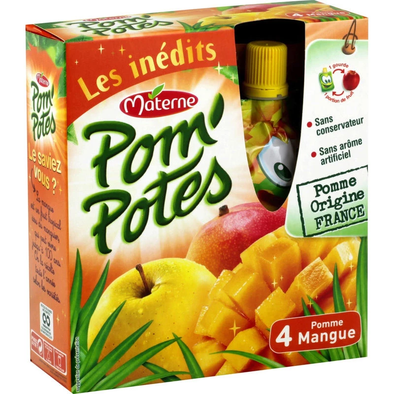 Pom'Potes mela/mango 4x90g - MATERNO