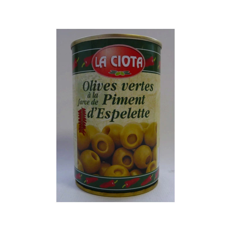 Olives Vertes Farcies au Piment d'Espelette, 120g  - LA CIOTA