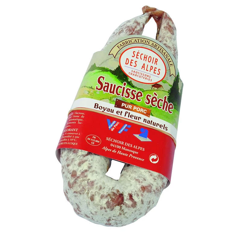 Saucisse Séche Pur Porc, 250g - SECHOIR DES ALPES