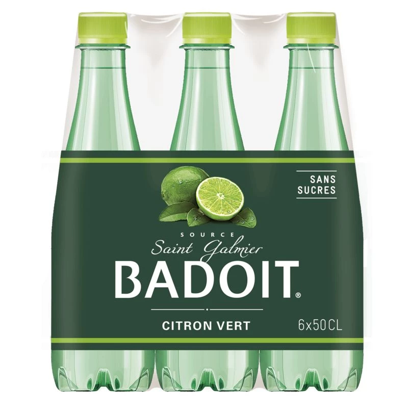 Lime sparkling natural mineral water 6x50cl - BADOIT