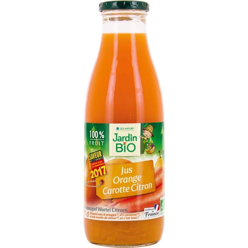Jus orange, carotte, citron Bio 75cl - JARDIN Bio