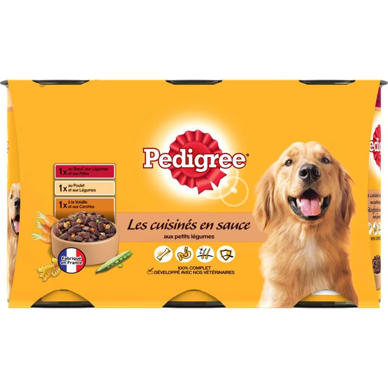 Canned Foods with Meat and Vegetables for Adult Dogs 3x1.2Kg - PEDIGREE