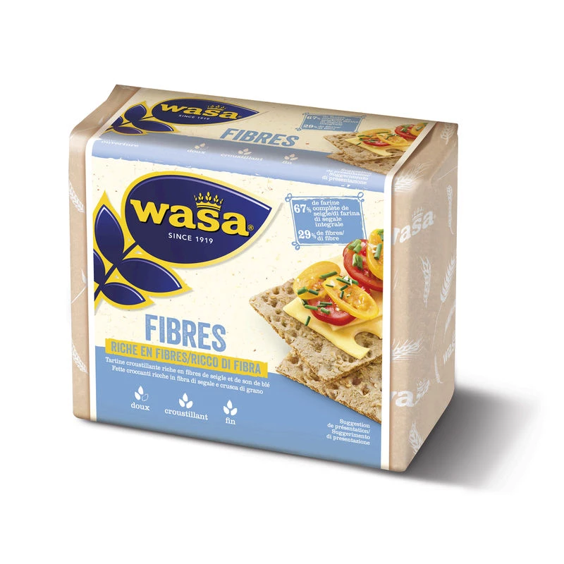 Torrada Crocante Rica em Centeio, Farelo e Fibra de Trigo, 230g - WASA