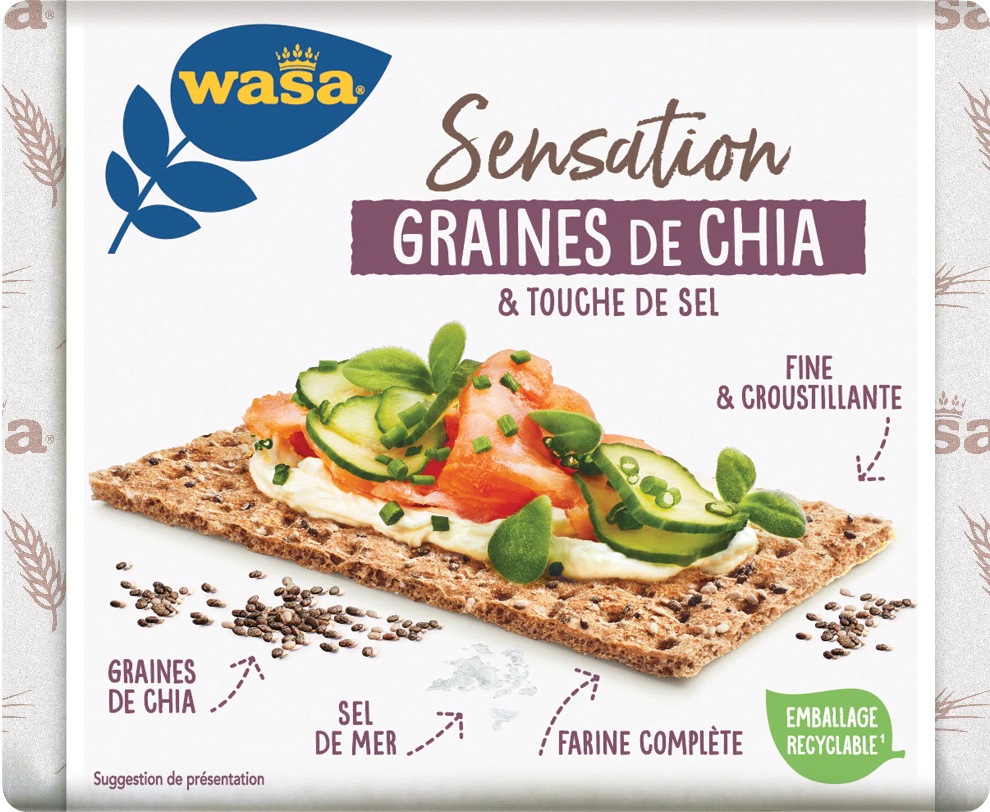 Sensation Crispy Toasts With Chia Seeds and Touch of Salt 245g - Wasa