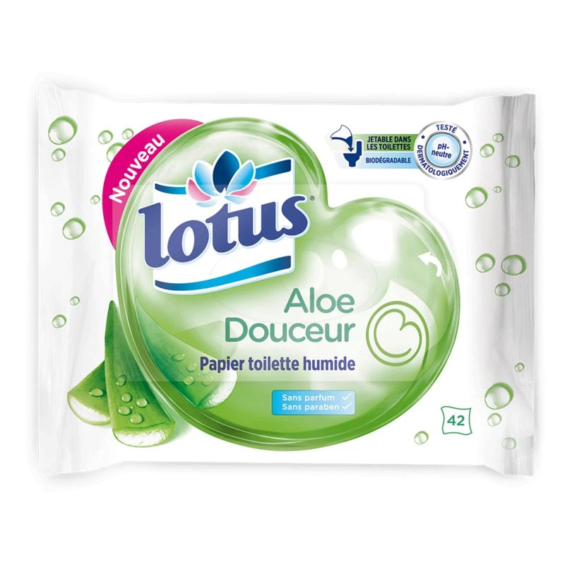 Papier toilette humide aloé douceur x42 - LOTUS