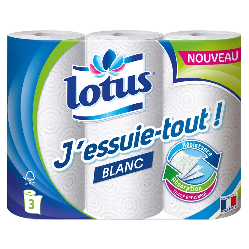 Paño de cocina blanco x3 - LOTUS