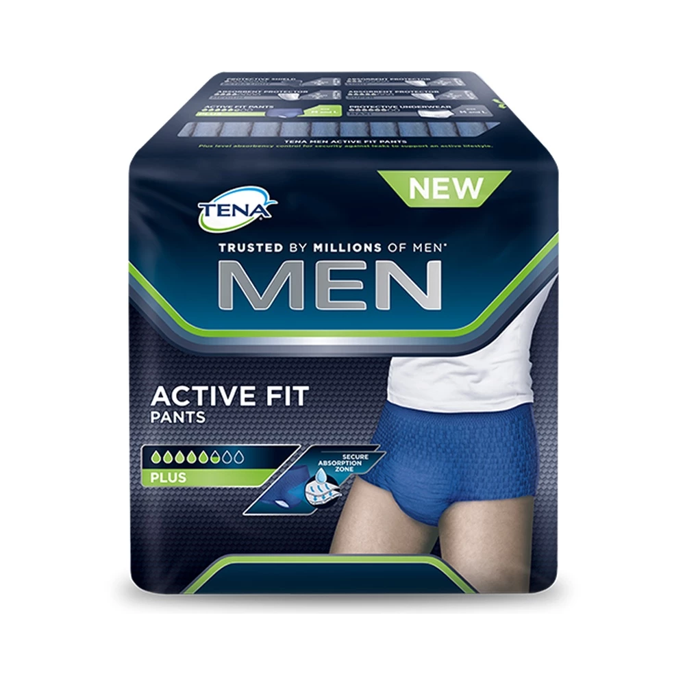 Urinary Leakage Protection Boxer Shorts for Men Plus Size L-XL Blue Men Active Fit - TENA