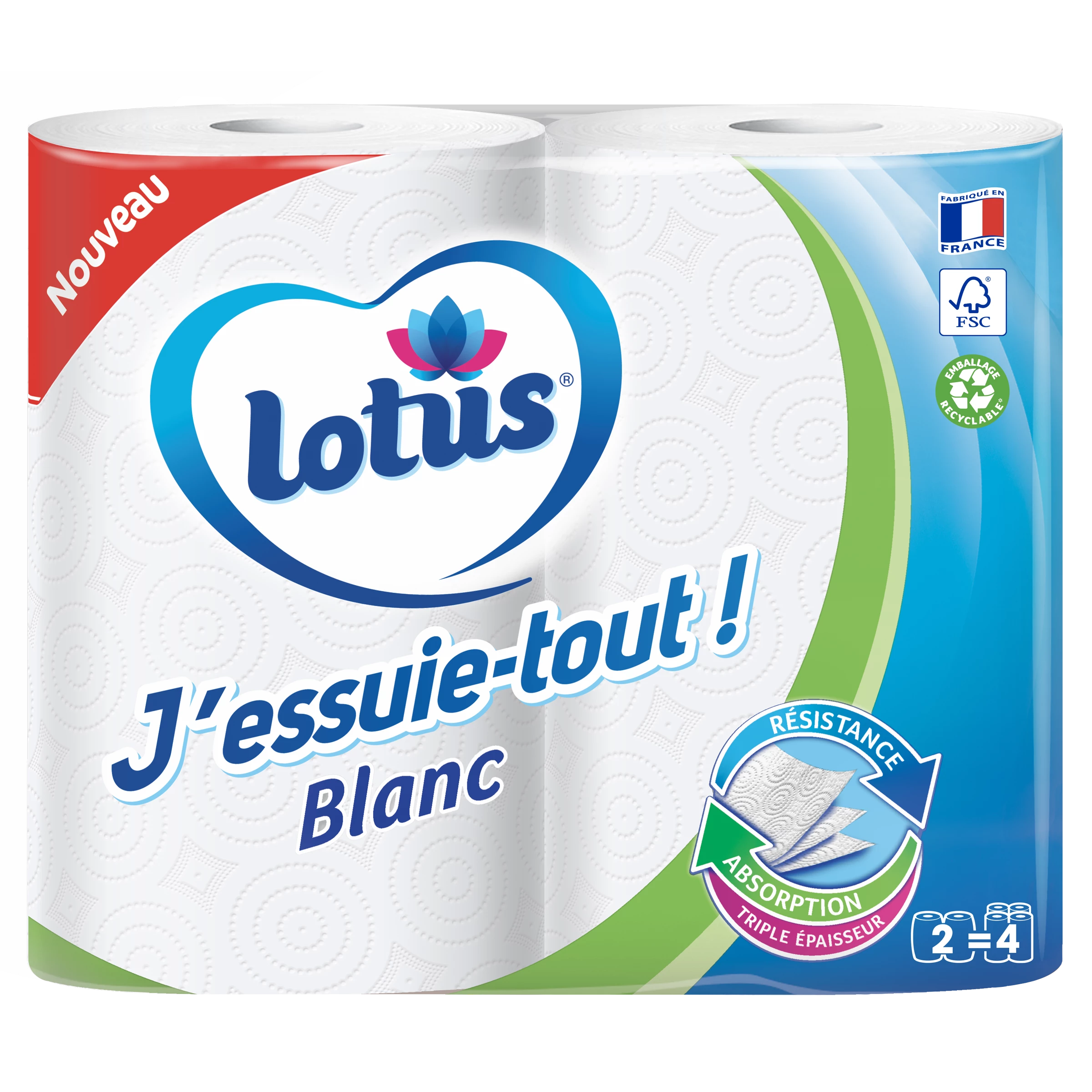 Lotus J Essuie-tout Blc 2 4 Rl
