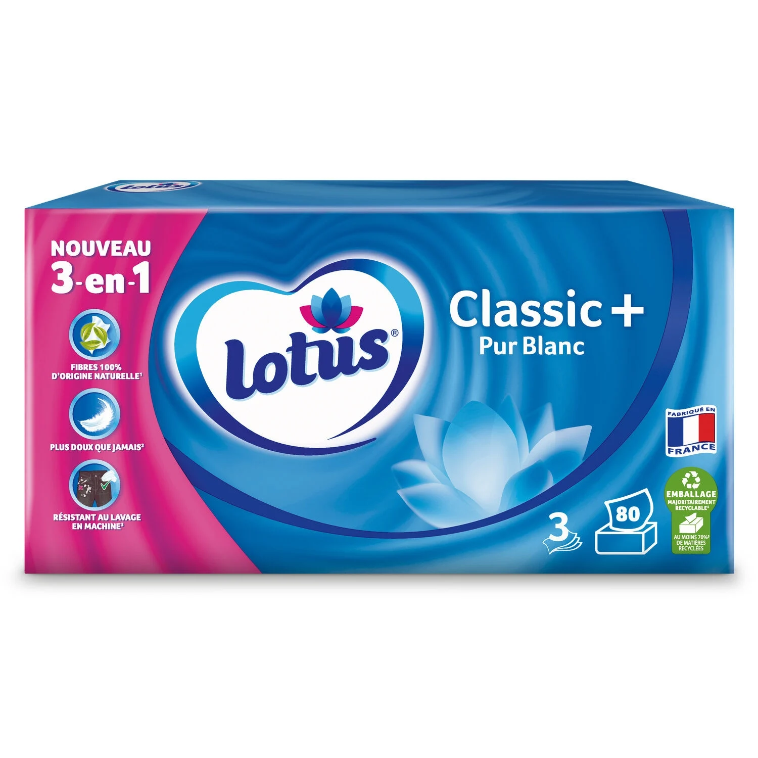 Mouchoirs Pur Blanc 3en1 Classic+ - LOTUS