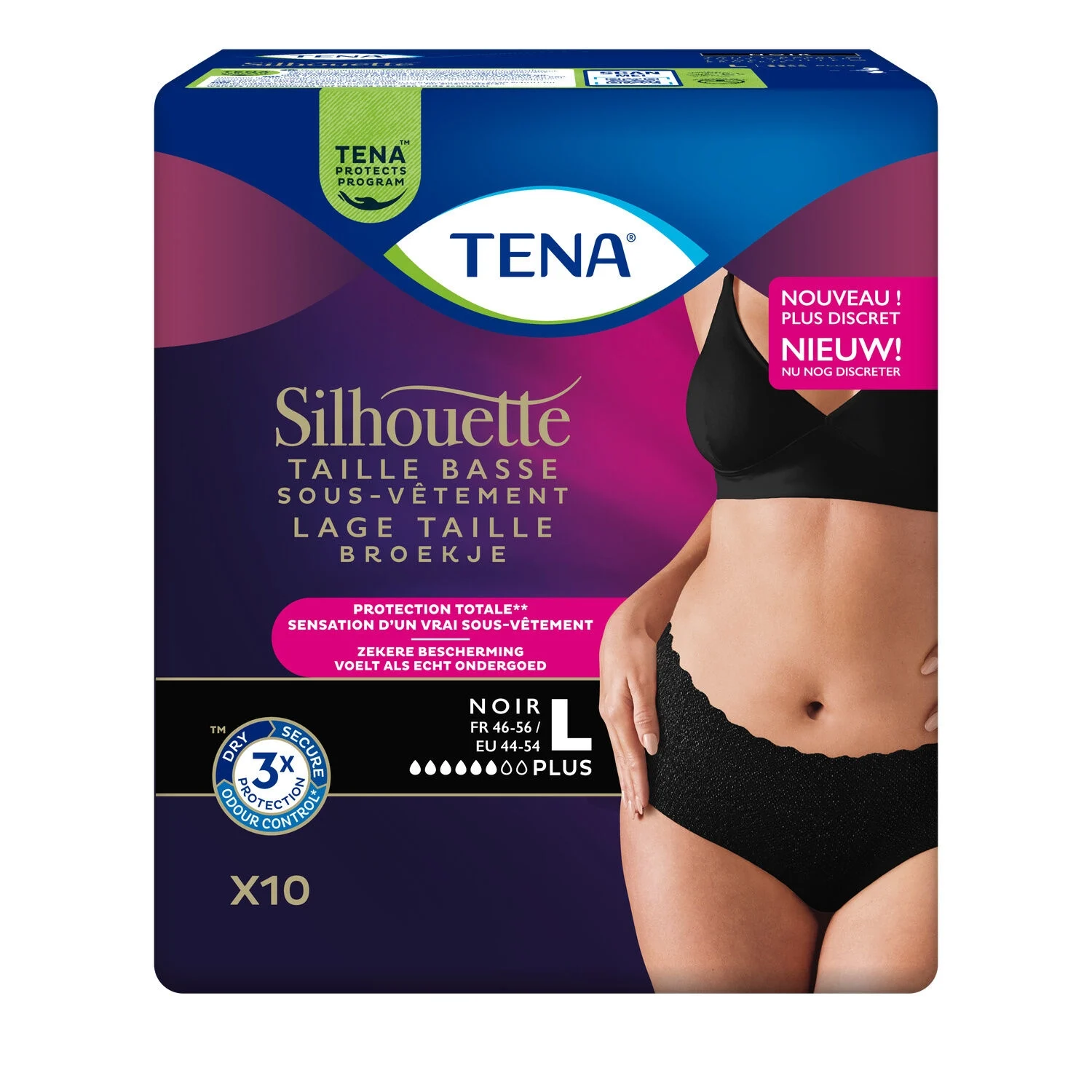 Low black silhouettes black size L x10 - Tena