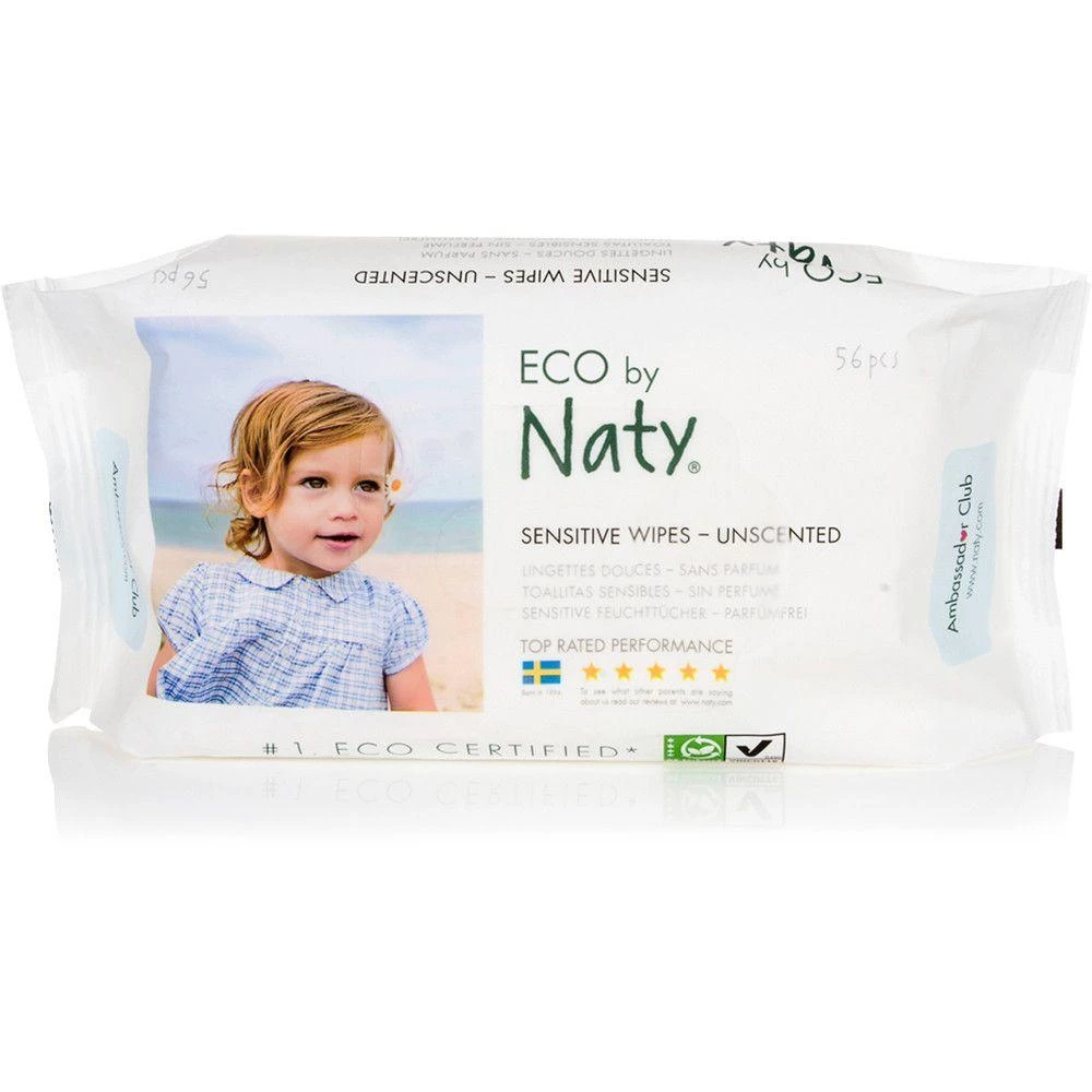 Lingettes bébé écologiques sans parfum  x56 - NATY