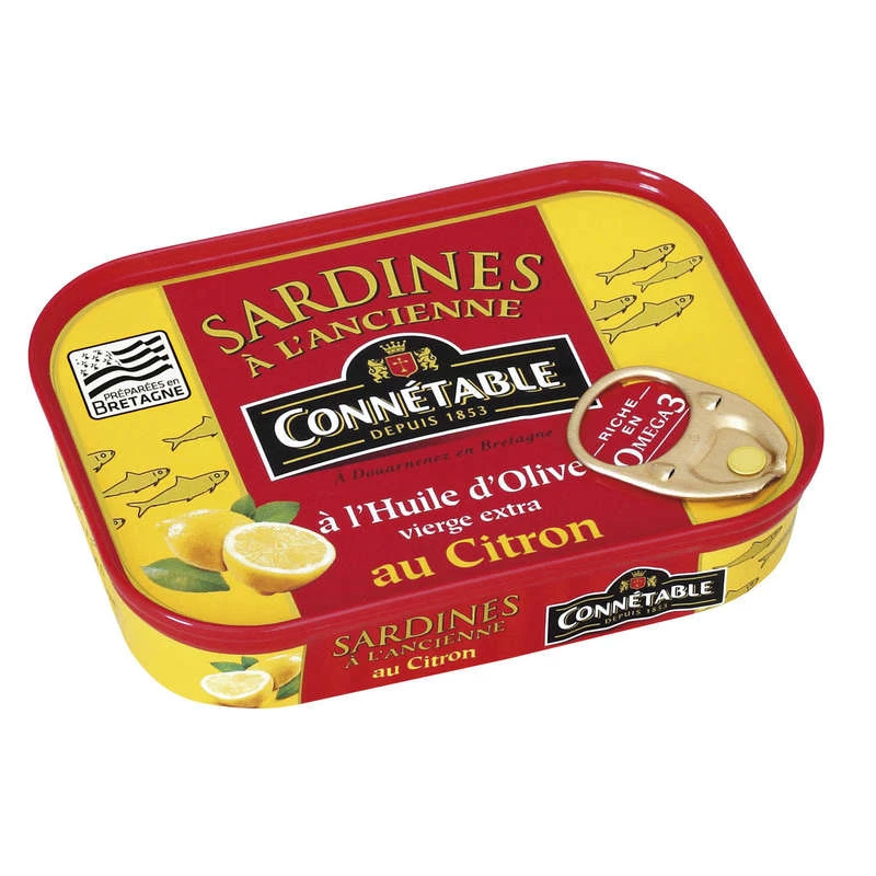 Sardines à l'Ancienne à l'Huile d'Olive au Citron, 87g  - CONNÉTABLE