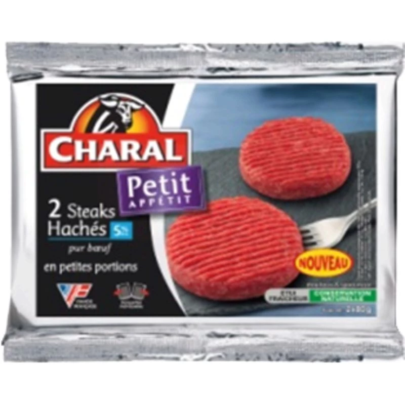 Steaks Hachés 5%M.G Petit Appetit, 80g - CHARAL