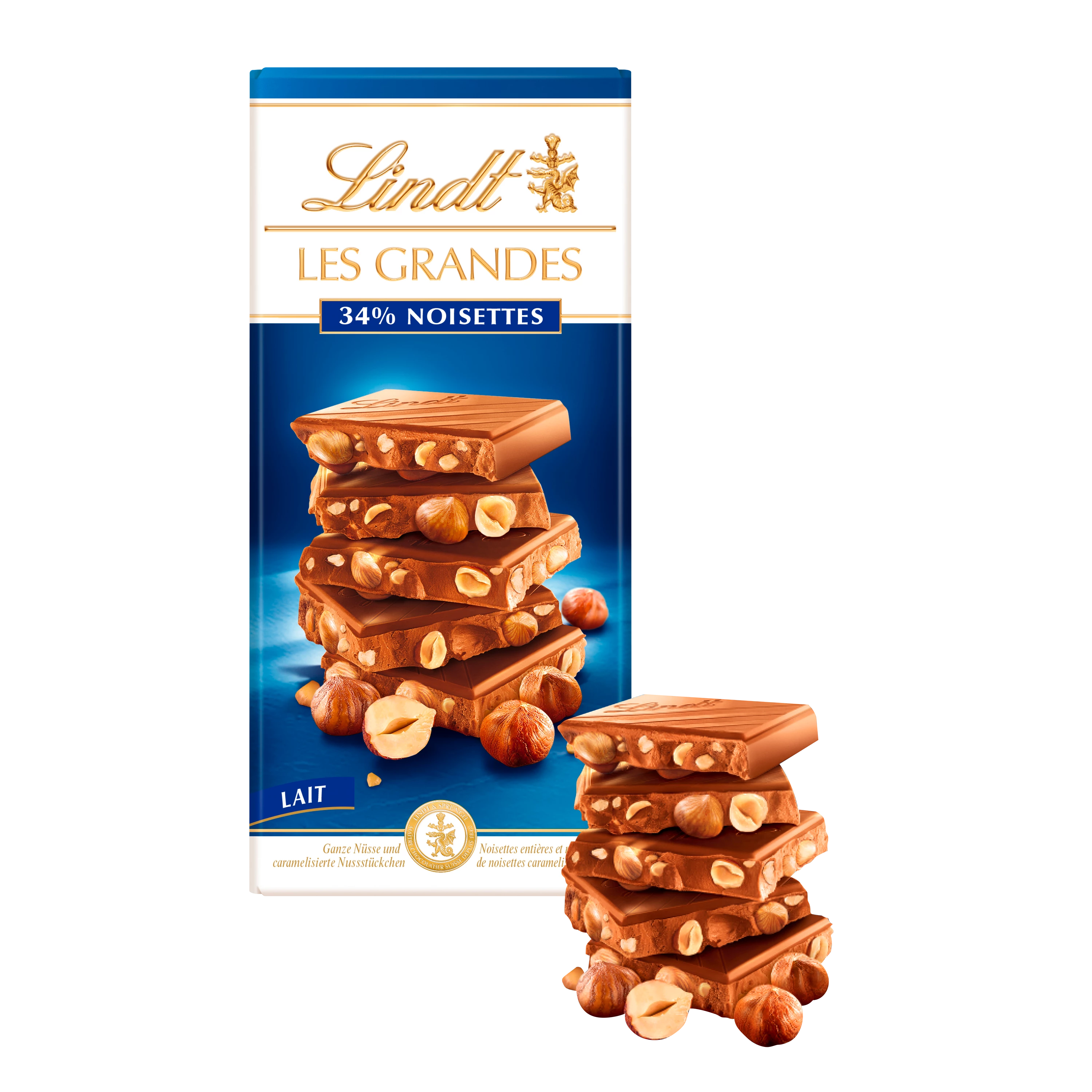 Les Grandes Melk Hazelnoten Tablet 150 G - LINDT