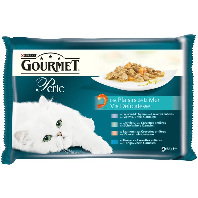 Ração para gatos Perle Plaisirs de la Mer 4x85g - PURINA