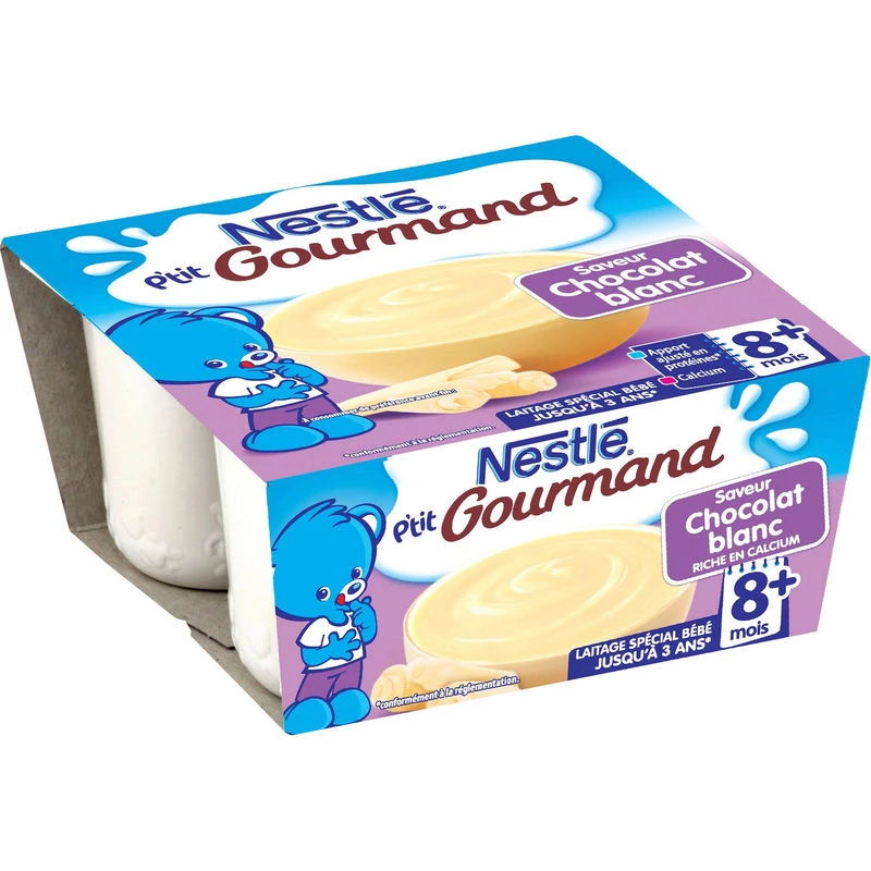 8 महीने के बच्चों के लिए सफेद चॉकलेट मिठाई 4x100 ग्राम - NESTLÉ