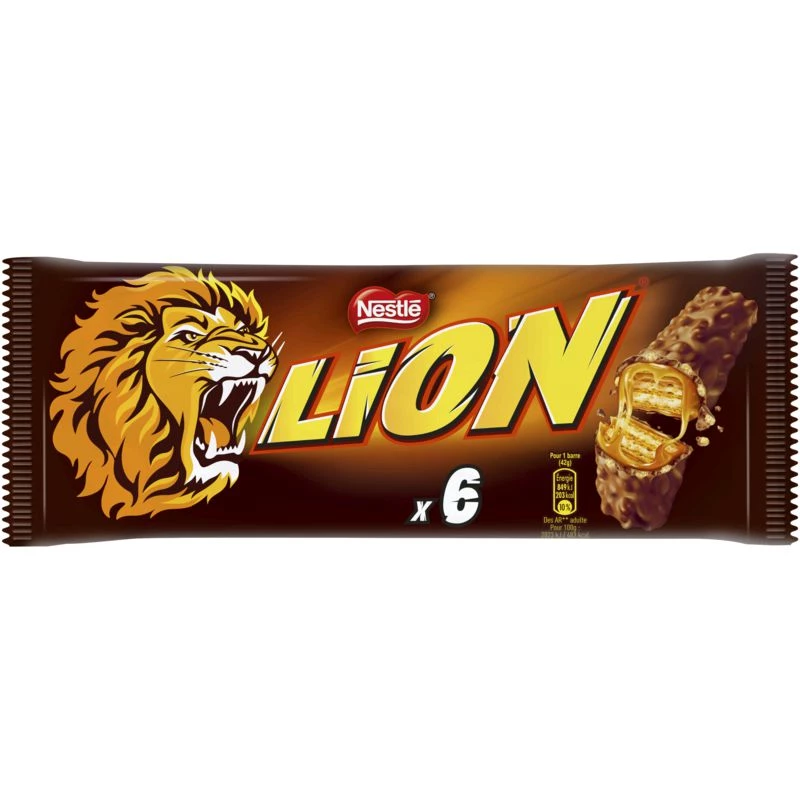 Barritas de chocolate con caramelo y cereales X6 - LION