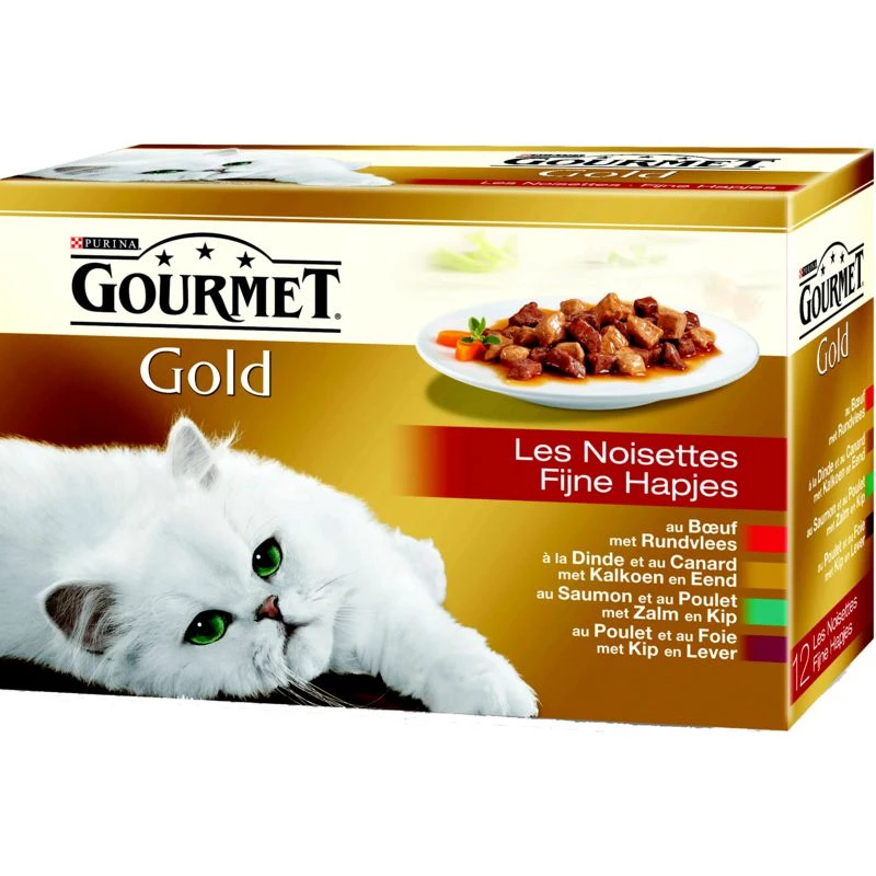 Cibo per gatti a base di carne Les Noisettes Gourmet 12x85g - PURINA